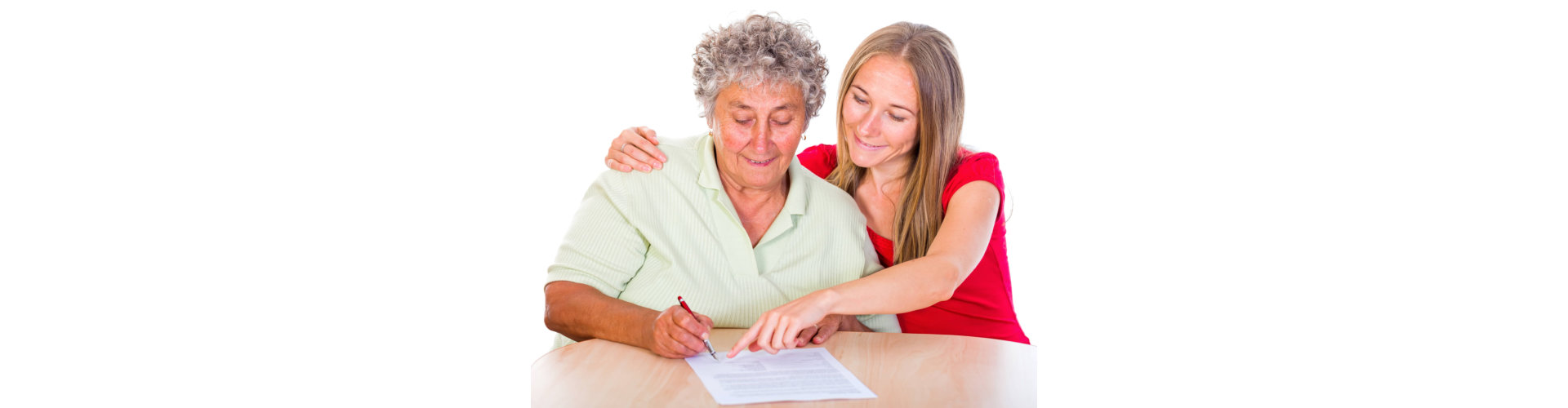 an elderly woman sign the testament